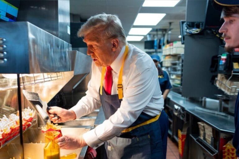 French fries from the candidate: Donald Trump goes to work at McDonald's