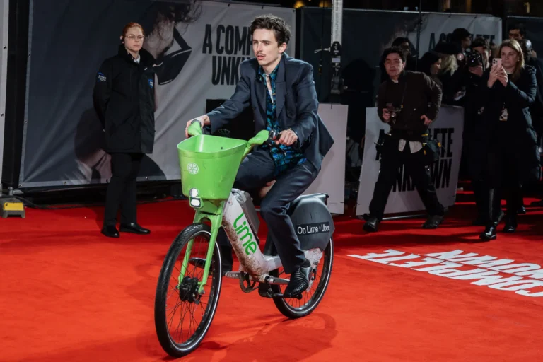 Timothée Chalamet cycled to the movie premiere