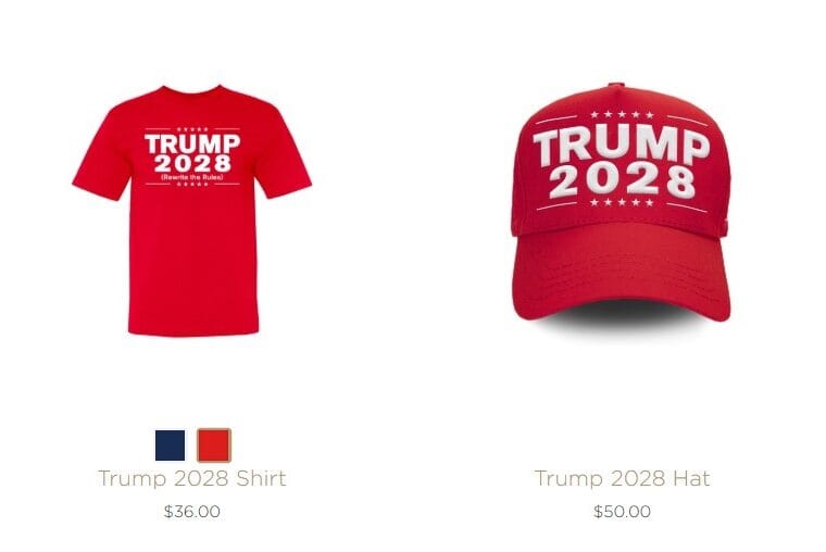 Trump is selling merchandise for the 2028 elections, even though the US Constitution prohibits him from running for a third term
