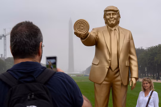 A gold statue of Trump was installed near the Capitol A gold statue of Trump was installed near the Capitol