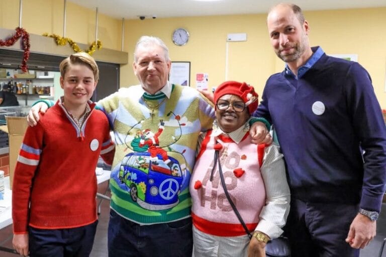 Prince William and his son George prepared a Christmas lunch for the needy