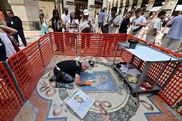Restoration of the Worn Bull Mosaic Begins in Milan's Galleria Vittorio Emanuele II